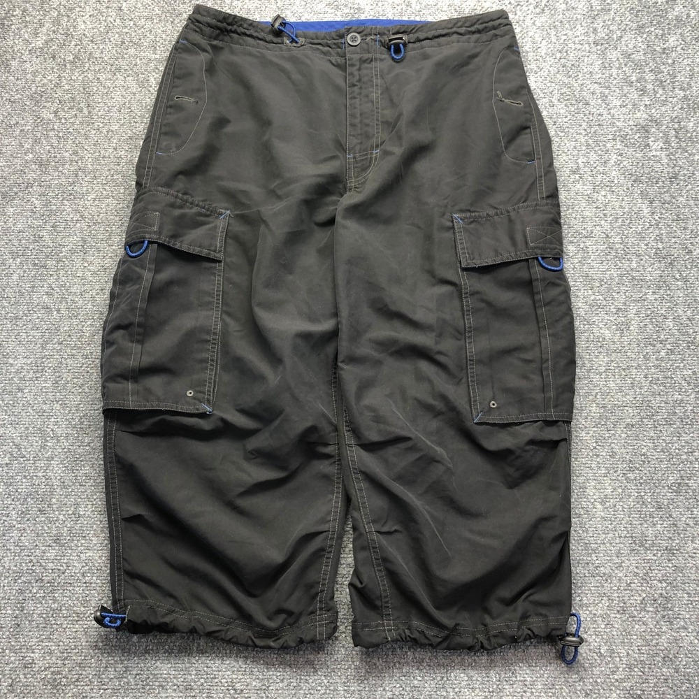 Gap Mens Black Cargo Shorts Relaxed Fit Polyester Blue Stitching Size M